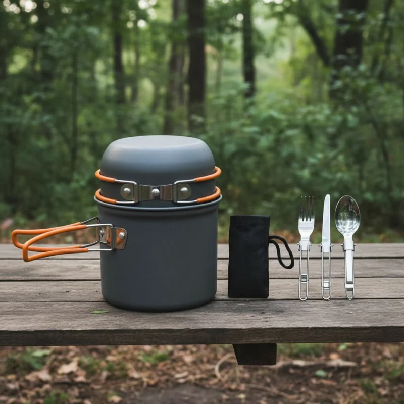 HIKEFLOW – Backpacking Cookware Kit with Fork & Spoon