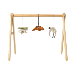 BABY GYM WITH SET OF 3 RATTLE TOY HANGERS - SWAN