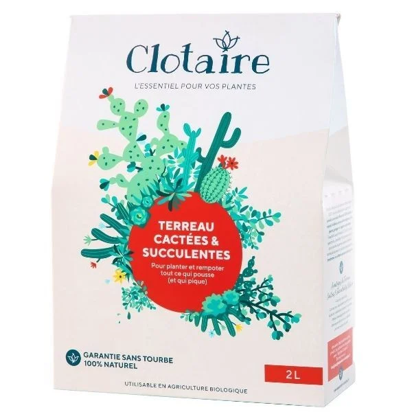 Clotaire - Kakteen- und Sukkulentenerde 2L, torffrei, 100% natürlich -KAKTOS Pflanzen & Zubehör