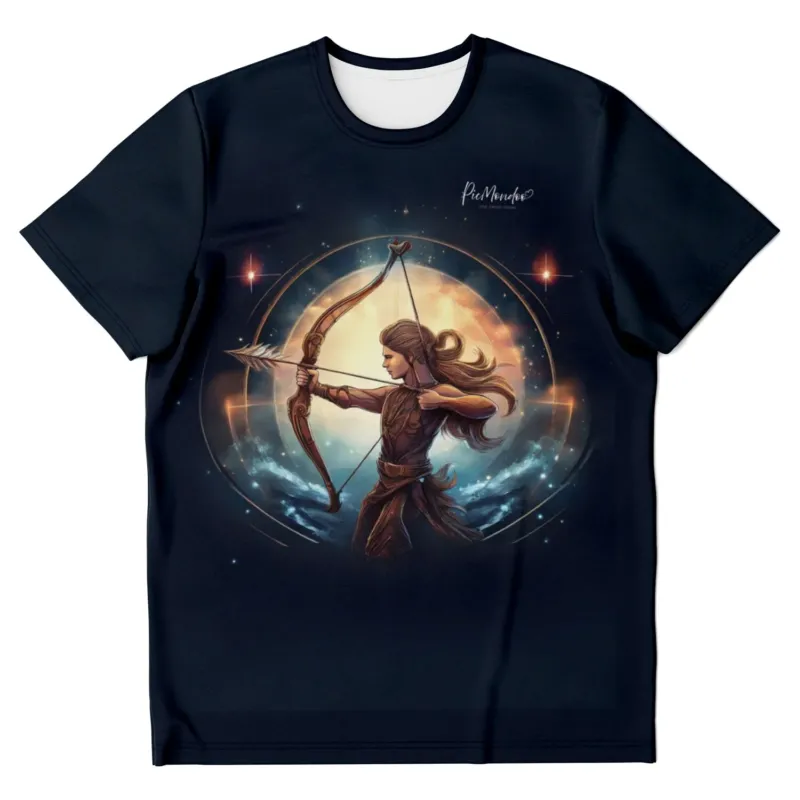 Schwarzes T-Shirt mit Sternzeichen Schütze Motiv für kreative Fans von Diamond Painting und Malen nach Zahlen