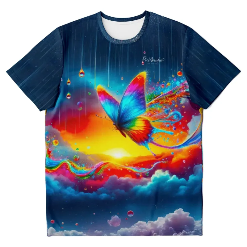 Dreamer T-Shirt mit buntem Schmetterling-Motiv im Regenbogenfluss, ideal für Fans von Diamond Painting und Malen nach Zahlen