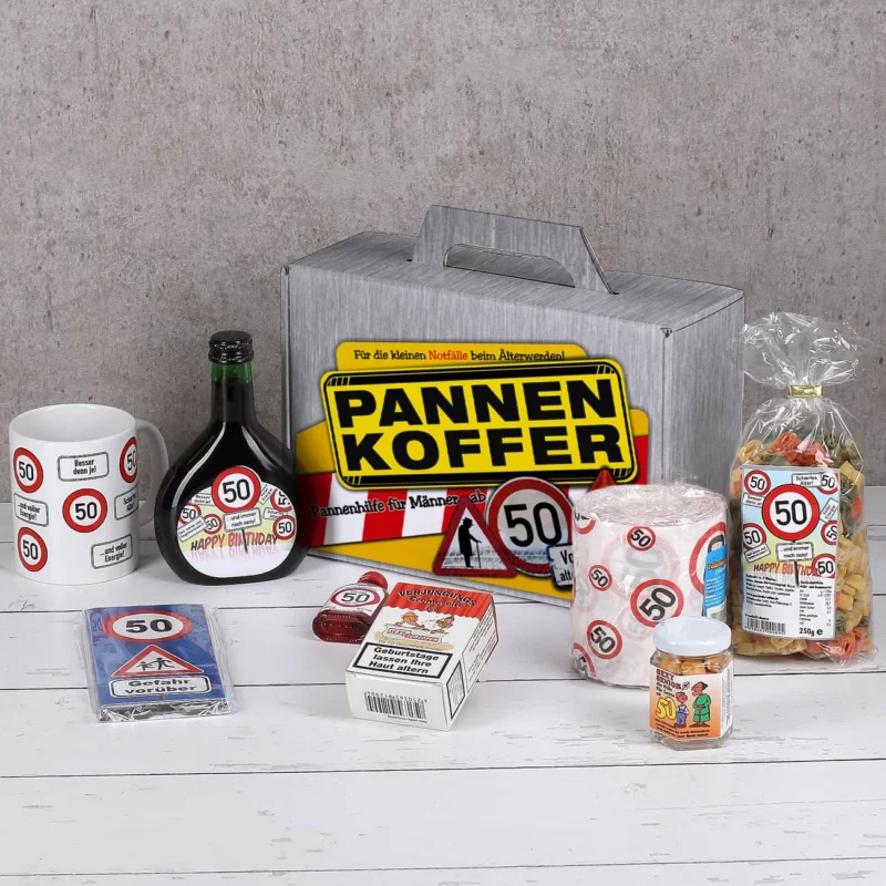 Pannenkoffer mit vielen lustigen Produkten