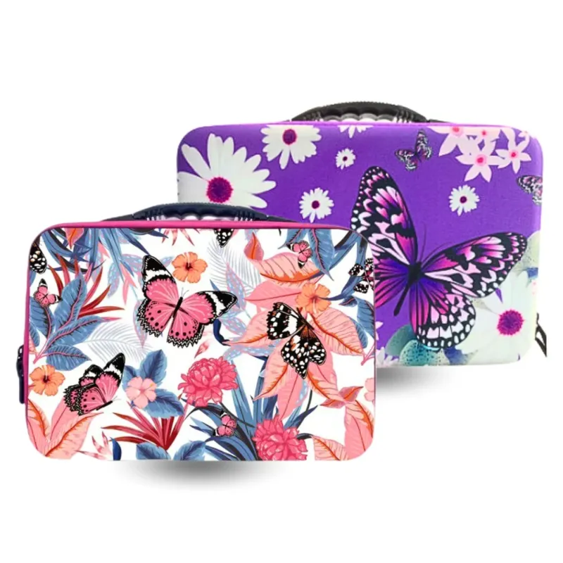 Lila und weißer Diamond Painting Koffer mit Schmetterling-Motiv zur Aufbewahrung von Steinchen und Bastelzubehör