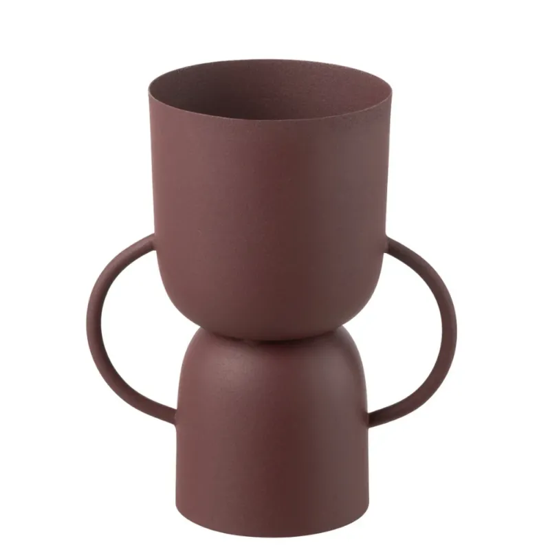 Metallvase „Tasse“ Kastanienbraun – J-Line – Moderne Dekovase 23,5 cm