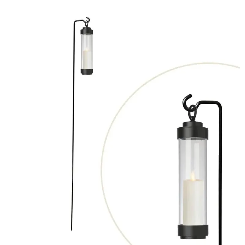stablaterne gartenlaterne mit erdspieß für led teelichter windlicht mit stab für blumenbeet wegleuchte ohne strom elle schwarz k