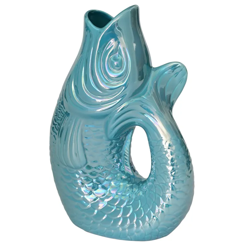 Vase MONSIEUR CARAFON Fisch in Rainbow Blau von GiftCompany