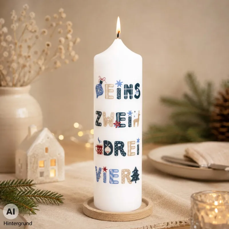 Große Adventskerze mit Zahlen Hygge