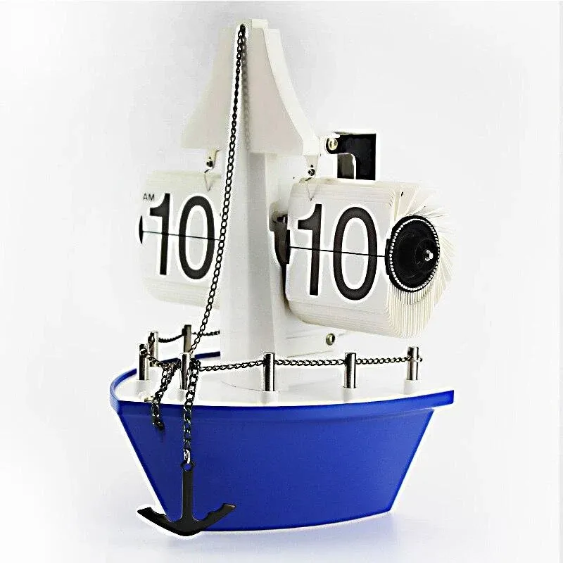 Tischuhr Flip-Uhr im Segelboot Design
