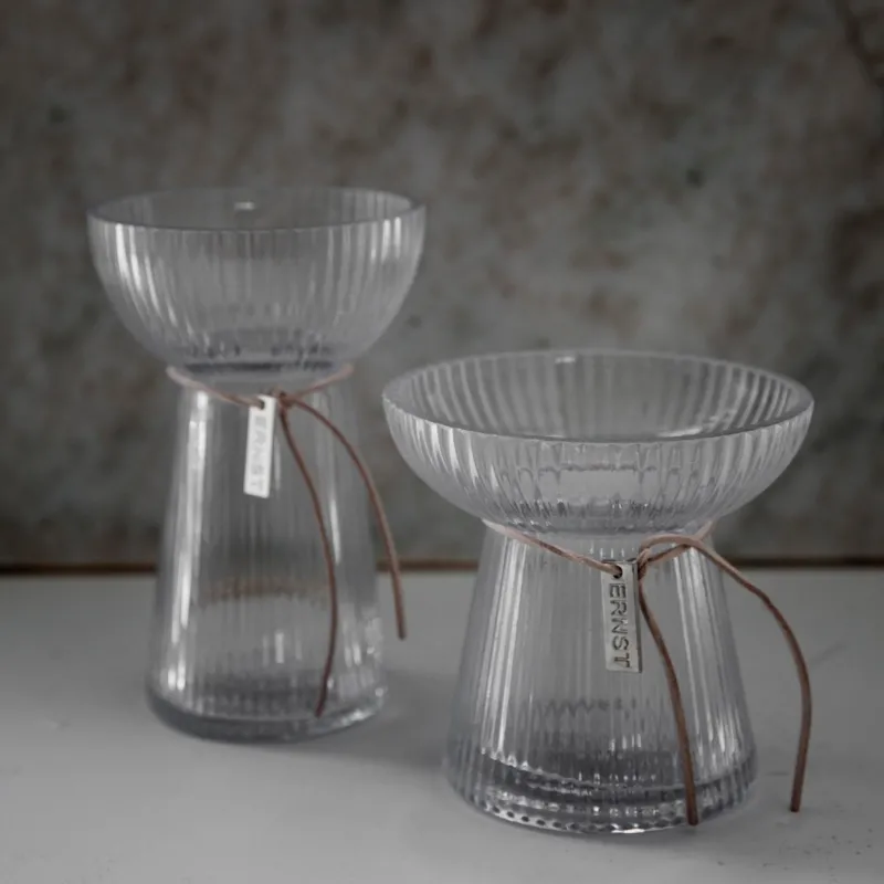 Hyazinthenvase aus Glas - riffle