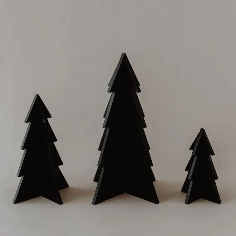 Tannenbäume aus Holz 3er Set - schwarz