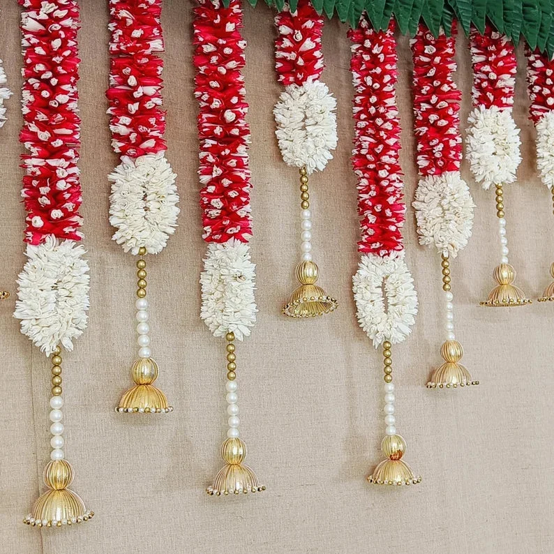 Red and White Jasmine Solawood Garlands