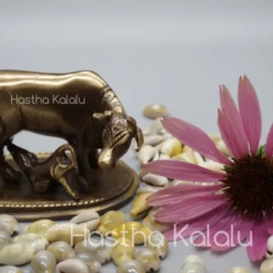 Brass Kamdhenu Cow and Calf Sculpture