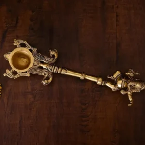 Brass Dancing Ganesha Ahuti Spoon (10.5 inch)