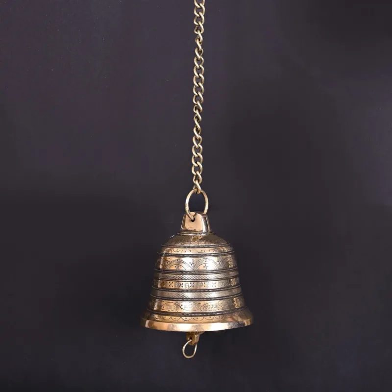 Brass Hand-Carved wall hanging temple bell (26 inch)