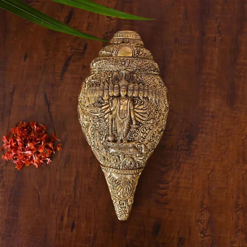 Brass Vishwaroopam Vishnu Conch (9.5 inch)