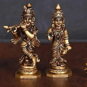 Brass Radha Krishna Idols Set (4 inch)