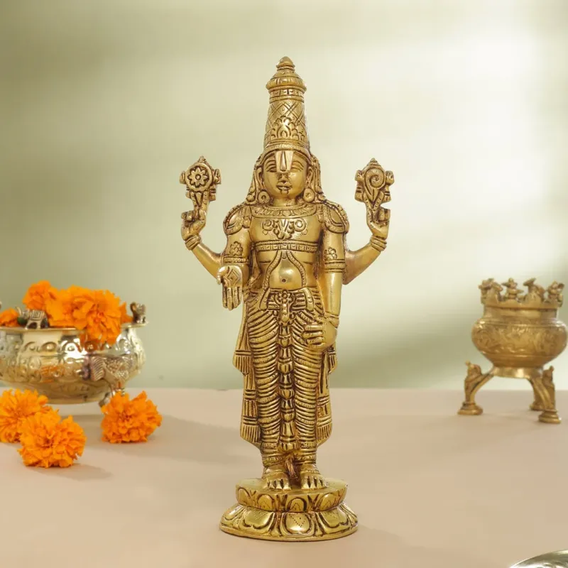 Brass Tirupati Balaji/Venkateshwara Idol Table Top (12 inch)
