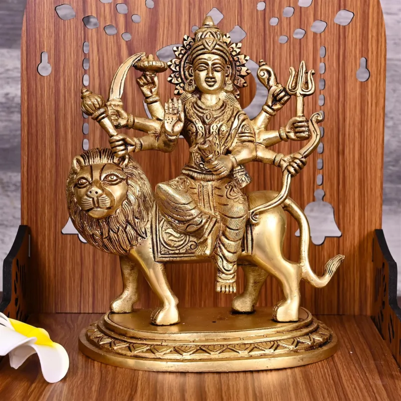 Brass Goddess Durga Statue (8 INCH)