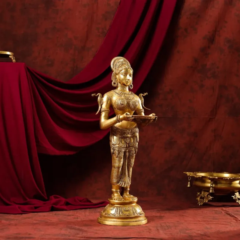 Deep Lakshmi Brass Diya Statue (30 inch)