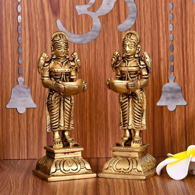 Deep Lakshmi Brass Diya Pair (5.5 inch)