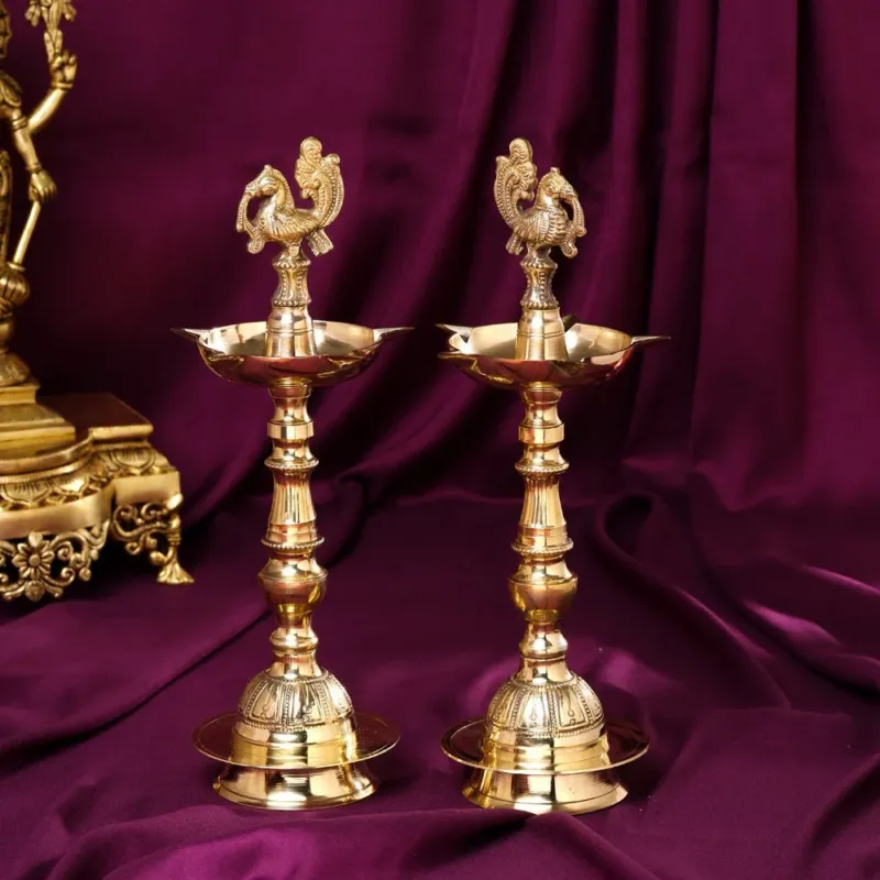 Brass Daana Kaashi Samai Diya Pair | Samai Deepak