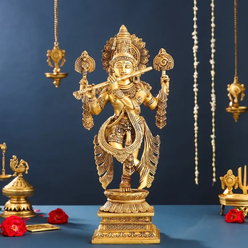 Brass Krishna Statue (19.5 INCH)