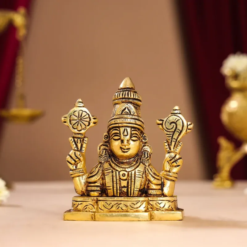Brass Tirupati Balaji/Venkateshwar Bust (3.5 INCH)