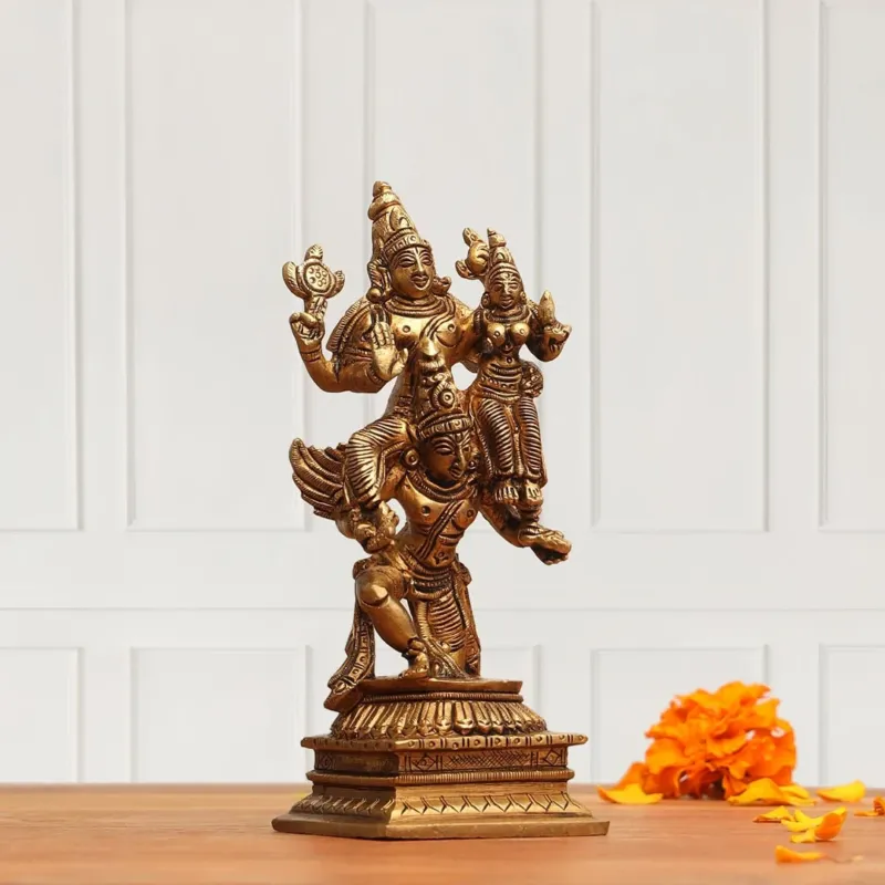 Brass Superfine Garuda, Vishnu & Lakshmi dolL (5.5 INCH)