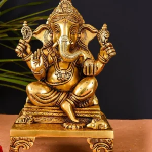 Brass Superfine Singhasan Ganesha Idol (11.5 INCH)