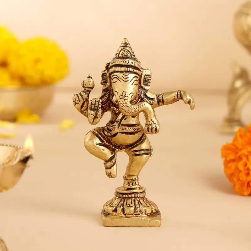 Dancing Ganesha Idol | Auspicious Brass Dancing Ganesha Murti