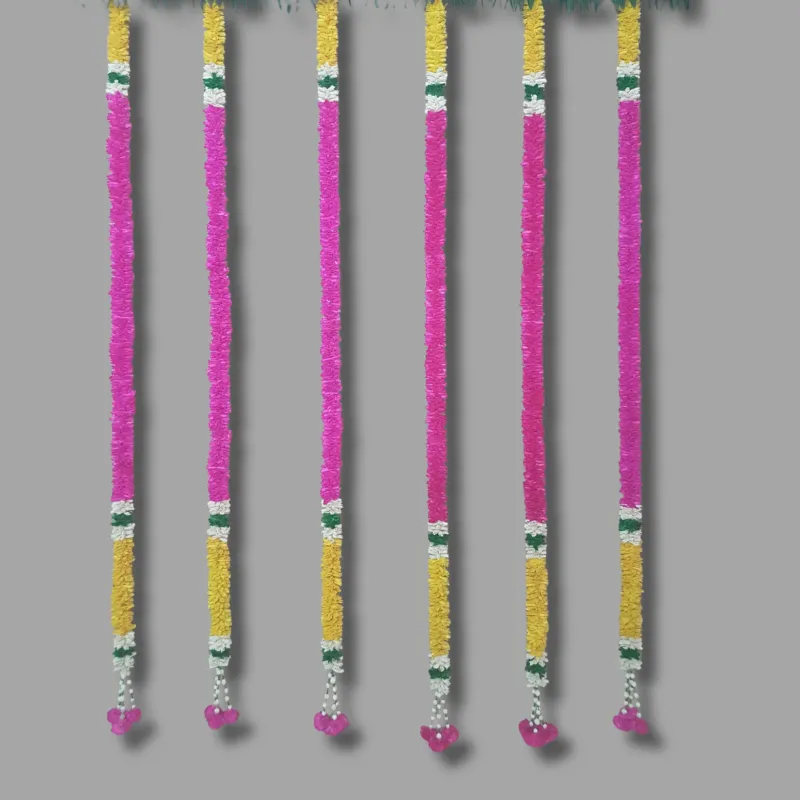 7' Yellow-Pink Lily Flower Sola wood Garland Backdrop Decoration in Pink