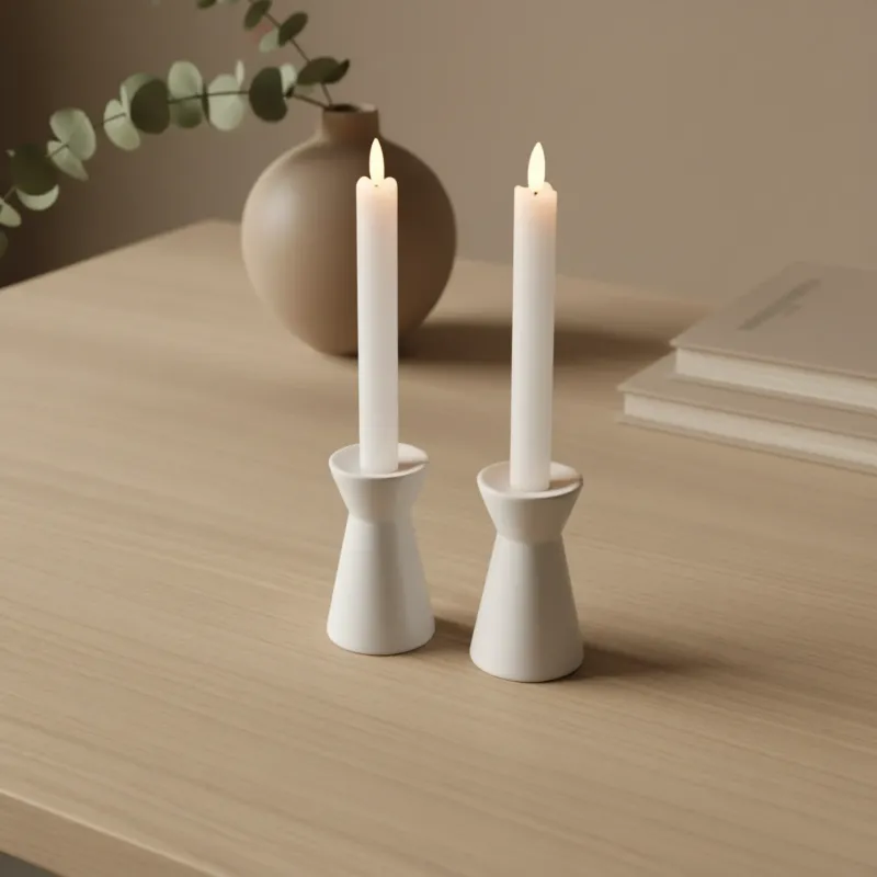 2er-Pack LED Stabkerzen Set – Weiß - 3D flamme Nordic Home