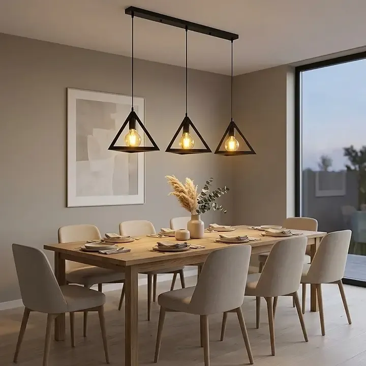 Industrielle Loft-Deckenleuchte aus Metall mit 3 Leuchten~3460