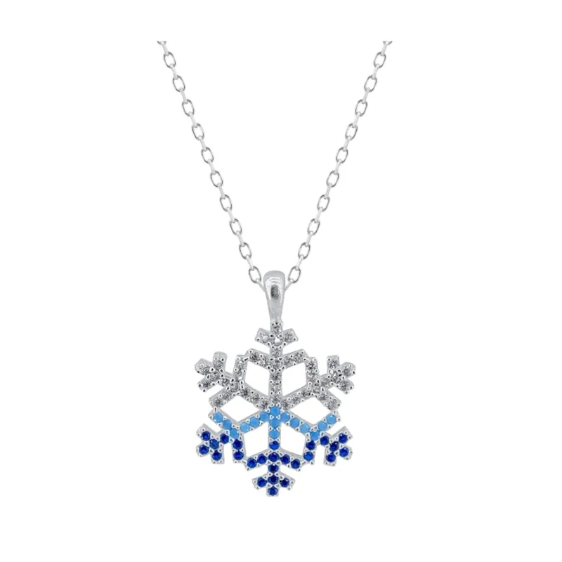 : Iridescent Blue and White Snowflake Necklace – Refined and Luxe - Exporgin - Global Shopping Site