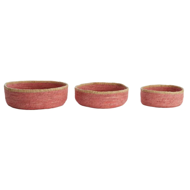 Korb PAITO 3er‑Set in Rosa & Naturell, max. Ø 39 × 13 cm von Light & Living