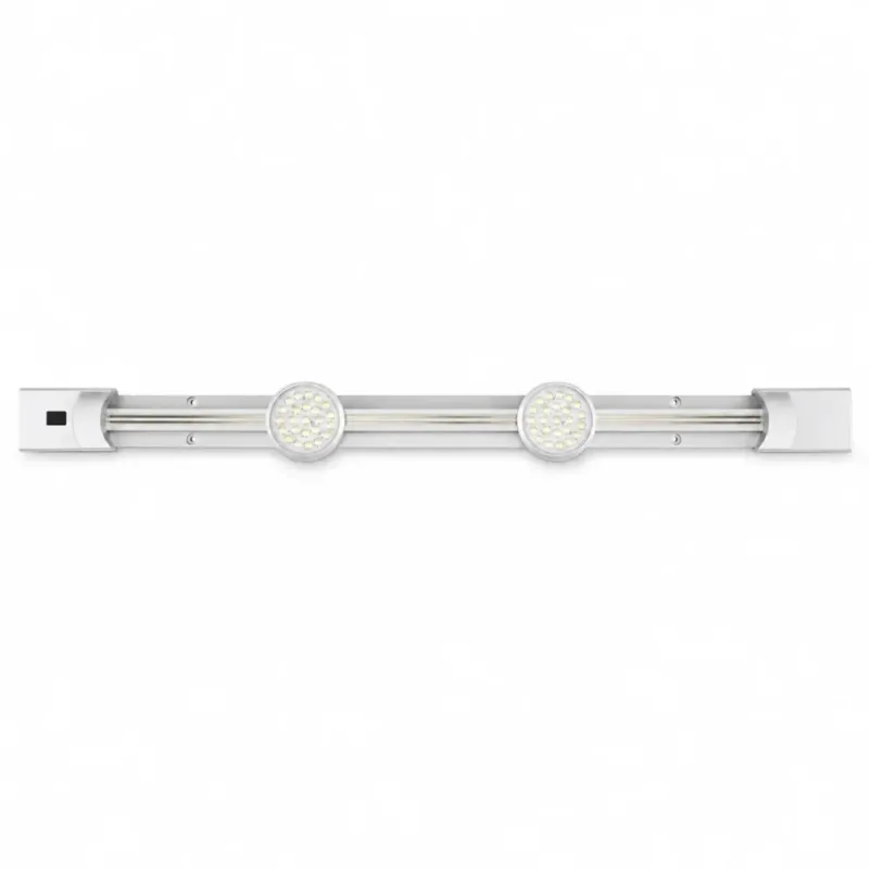 LED Unterbauleuchte Monza 60 cm mit Bewegungsmelder aus Aluminium in Silber, komplette Studioaufnahme vor weißem Hintergrund