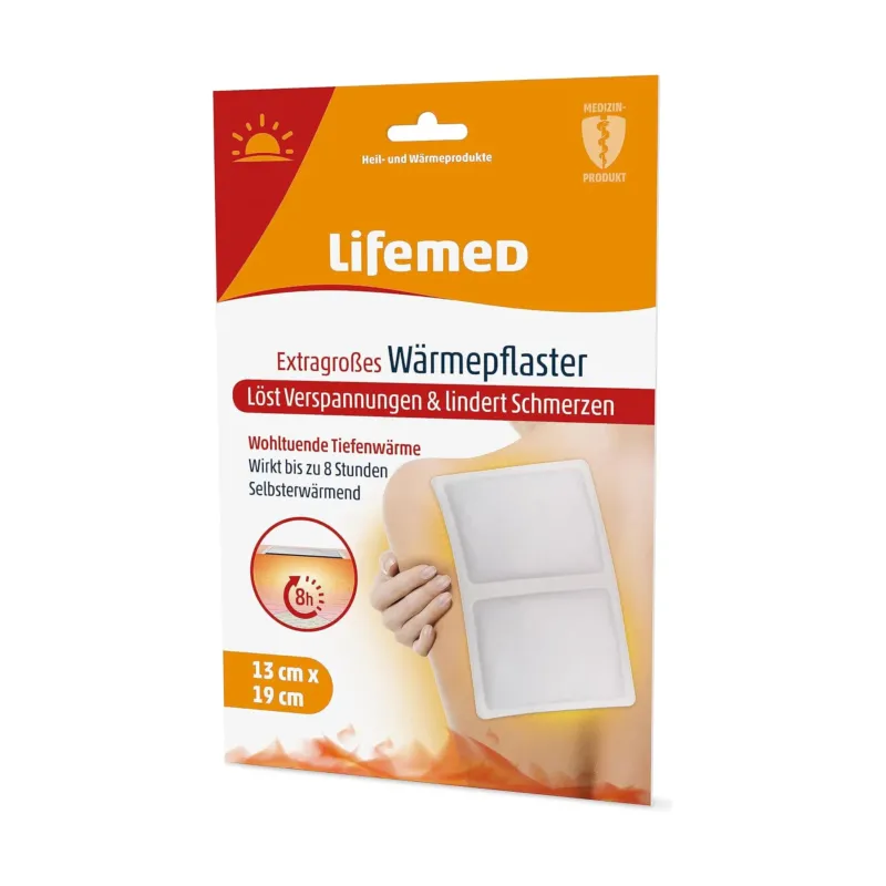 Lifemed Wärmepflaster extragroß, 19 cm x 13 cm, weiß, 3er Pack