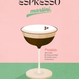 Minimal Espresso Martini Italian Cocktail - retro pink and green