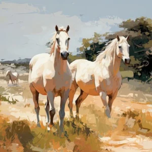 Horses Painting In Andalusia, Spain, Landscape 2