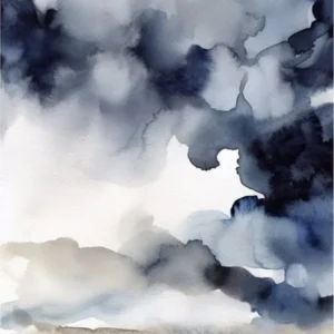 Watercolour Abstract Navy And Grey 4