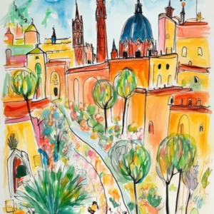 Mexico, Dreamy Storybook Illustration 1