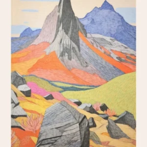 Tryfan Wales 2 Colourful Mountain Illustration Poster