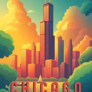 Chicago Iconic Skyline & Lake Michigan Poster