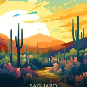 Saguaro National Park Travel Poster Illustration Style 1