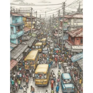 Lagos Nigeria Drawing Pencil Style 2 Travel Poster