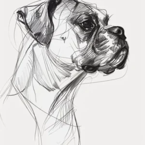 Dog Black & White Line Sketch 2