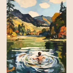 Wild Swimming At Loch Achray Scotland 2 Poster