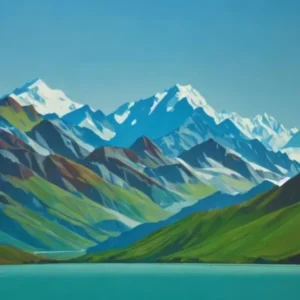 Mount Cook National Park New Zealand Blue Oil Painting 1