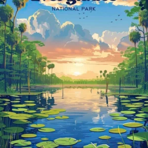 Everglades Florida National Park Digital Travel Illustration