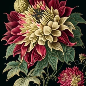 Dahlia 1 Floral Botanical Vintage Poster Flower
